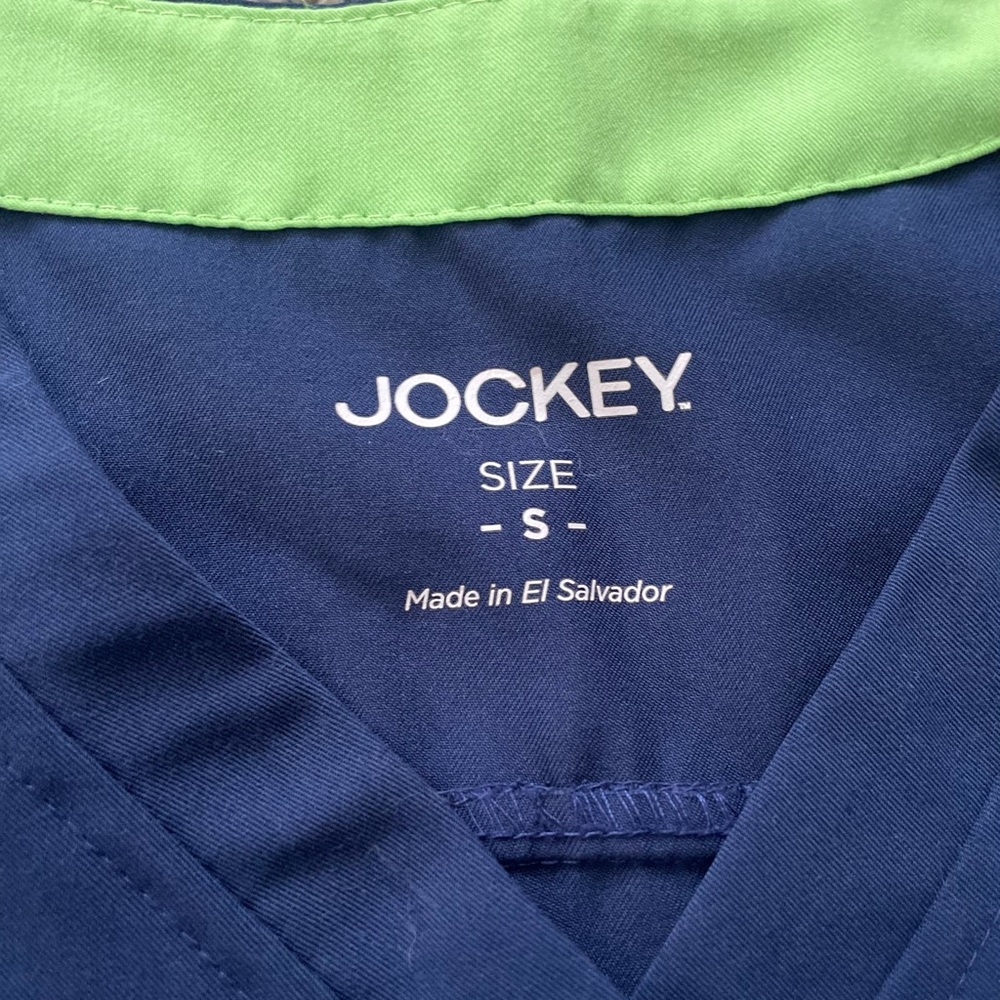Small Scrubs t-shirts. Jockey brand. Blue and orange.